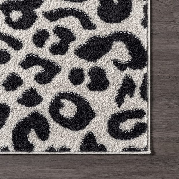 Cine Leopard Printed Dark Gray Rug, Cheetah Print Area Rug
