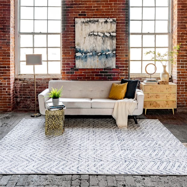 Bosphorus Reverse Herringbone Blue Rug