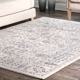 Grey Designer Rug Traditional Vintage Floral Soft Carpet S-XXL Size Living Room 