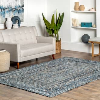 4' Hand Braided Denim And Jute Interwoven Solid Rug secondary image