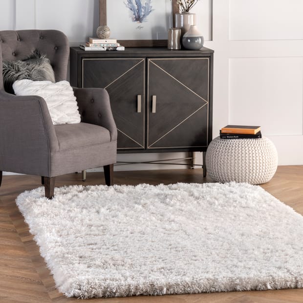 Terrace Fluffy Speckled Ivory Rug, Fluffy Area Rug