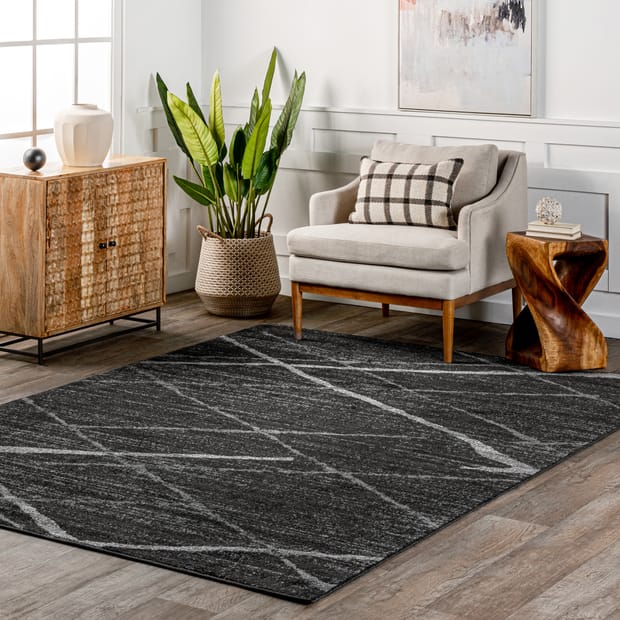 Granite Broken Lattice Dark Gray Rug