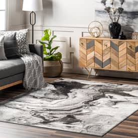 Granite Maren Abstract Marbling Art Grey Rug