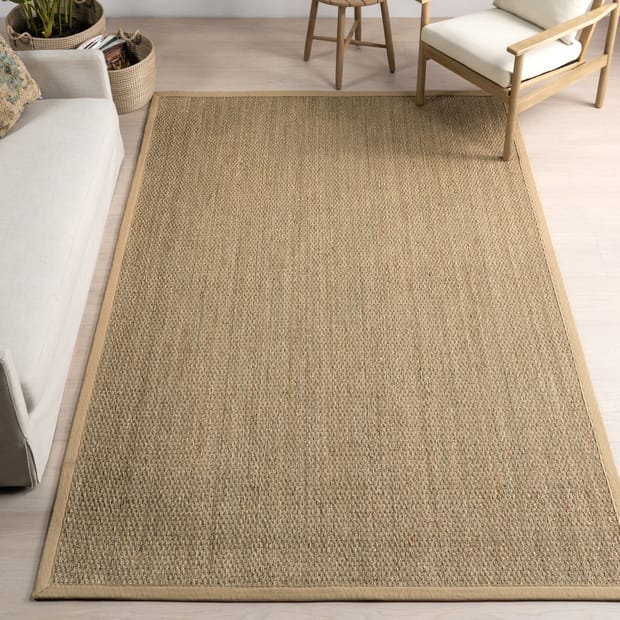 Maui Seagrass With Border Beige Rug, Yellow Area Rugs 8×10