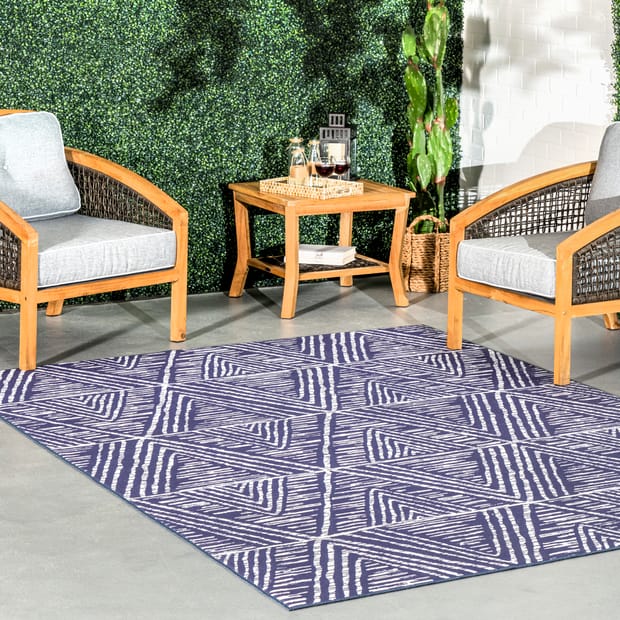 nuLOOM nelle Tribal Machine Washable Indoor Outdoor Area Rug, Blue, 6x9 ft