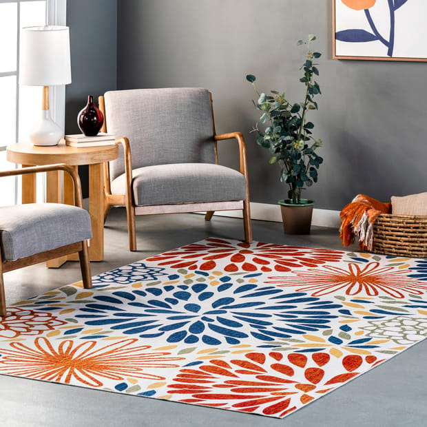 Rain Haven Stefania Washable Fireworks, Can Indoor Outdoor Rugs Get Rained On