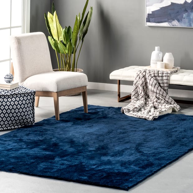 Cloudscape Washable Solid Shag Navy Rug