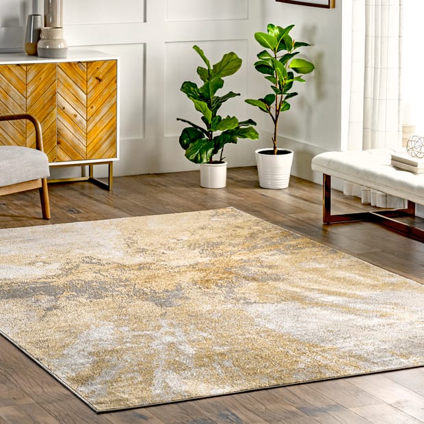 Alchemist Splatter Abstract Gold Rug