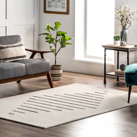 Swiss Alps Thalia Modern Pinstriped Diamond Ivory Rug