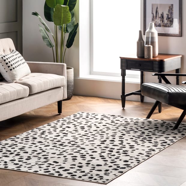Koko Cheetah Print Beige Rug, Black And Beige Rug Living Room