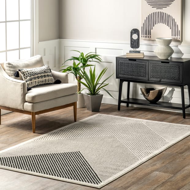 Silver Striped High-Low Accent Rug, 3x5, Grey Sold by at Home