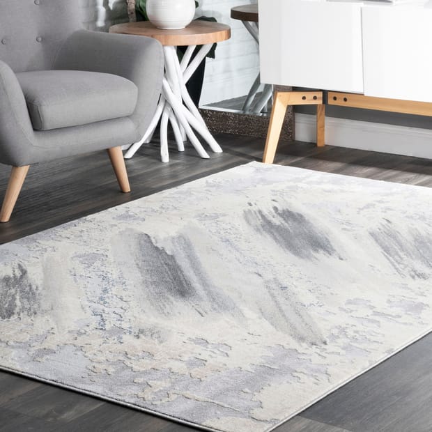 Whisper Modern Abstract Gray Rug, Gray And White Area Rug
