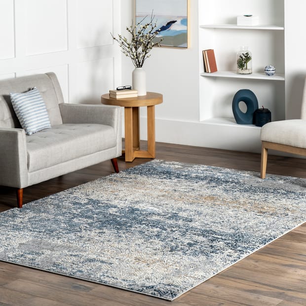 Whisper Abstract Jungle Blue Rug