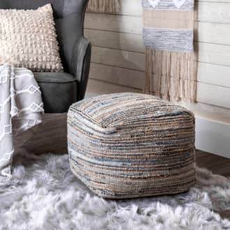 Knitted Jute and Denim Pouf secondary image
