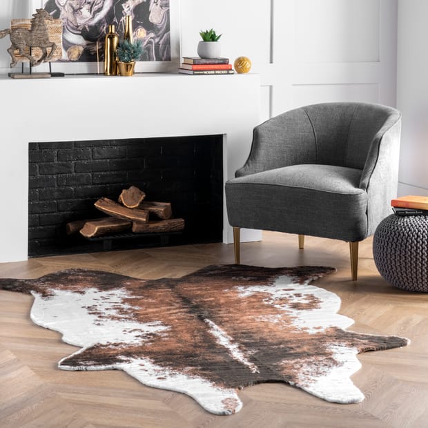 Wild West Faux Cowhide Brown Rug