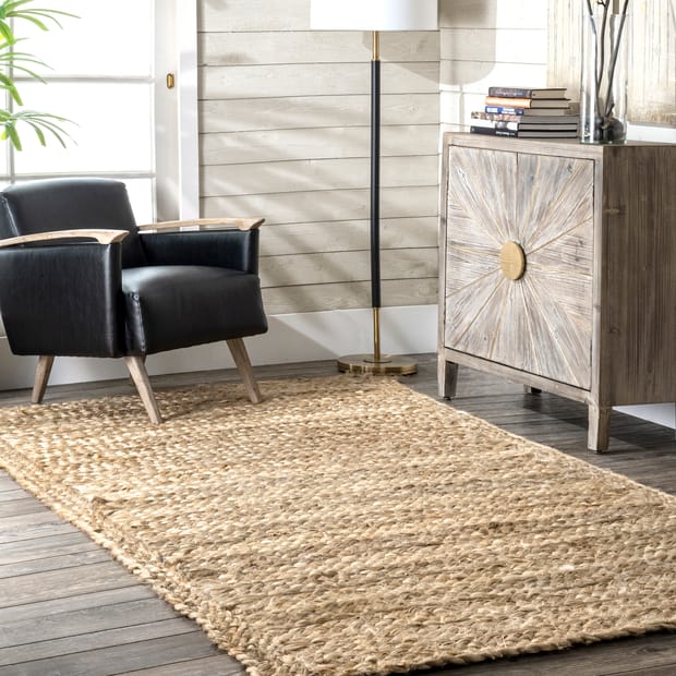 Maui Striped Braided Jute Natural Rug