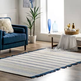 Blue clearance striped rug