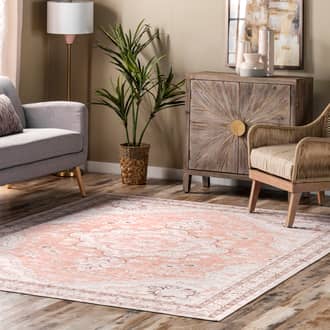 4' x 6' Faded Rosette Washable Rug secondary image