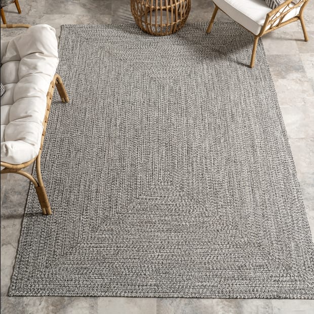 Braided Indoor Outdoor Salt And Pepper Rug, Solid Color Area Rugs 8×10