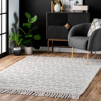 Textured Achromatia With Tassels Rug secondary image