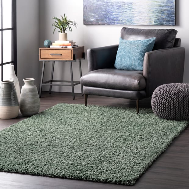 Luxe Solid Green Rug, Forest Green Rug 8×10