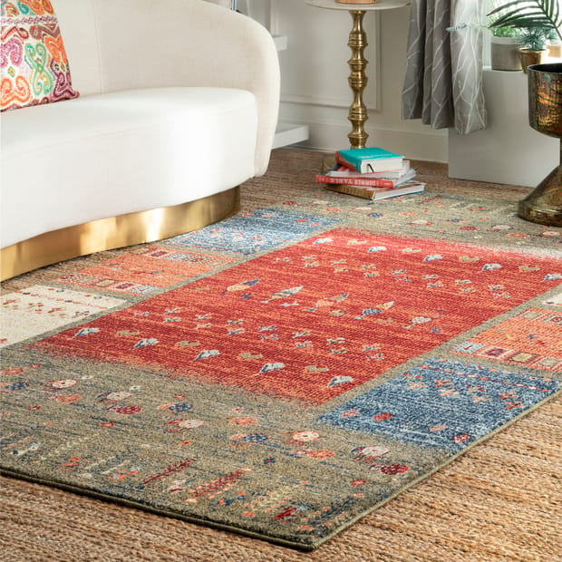 Celeste Quilted Rural Multi Rug, Blue And Green Area Rug 5 215 7