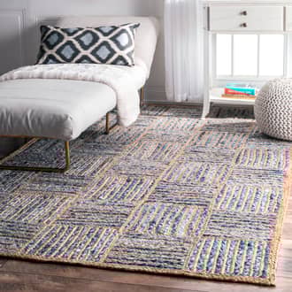 2' 6" x 8' Hand Braided Jute And Denim Basketweave Rug secondary image