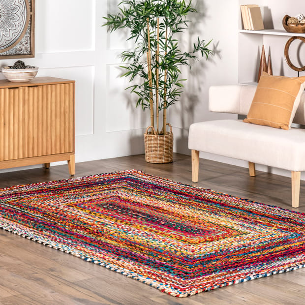 Chindi Bohemian Chindi Braided Multicolor Rug