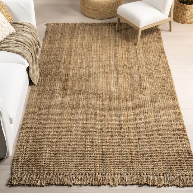 Natural Chunky Jute Tasseled Area Rug