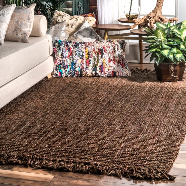 Maui Chunky Jute Tasseled Chocolate Rug