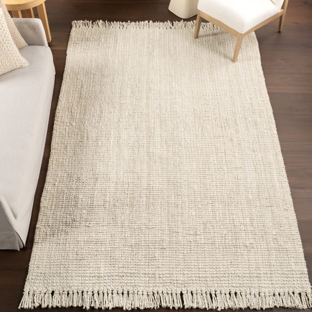 Maui Chunky Jute Tasseled Off White Rug