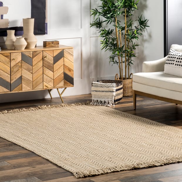 Shop Natural Jute Wavy Chevron With Tassel Area Rug from RugsUSA on Openhaus