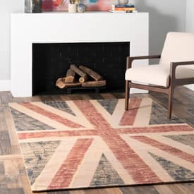 Modern Rugs Approx 4x2ft 60x110cm Woven Back Nice Designs Stamped Union Jack Red 