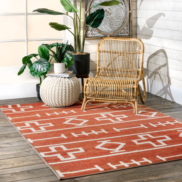 Anlier Symbols Indoor Outdoor Rust Rug, Outdoor Rugs For Patios B And Q