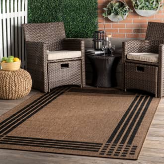 6' 7" x 9' Striated Bordered Indoor/Outdoor Rug secondary image