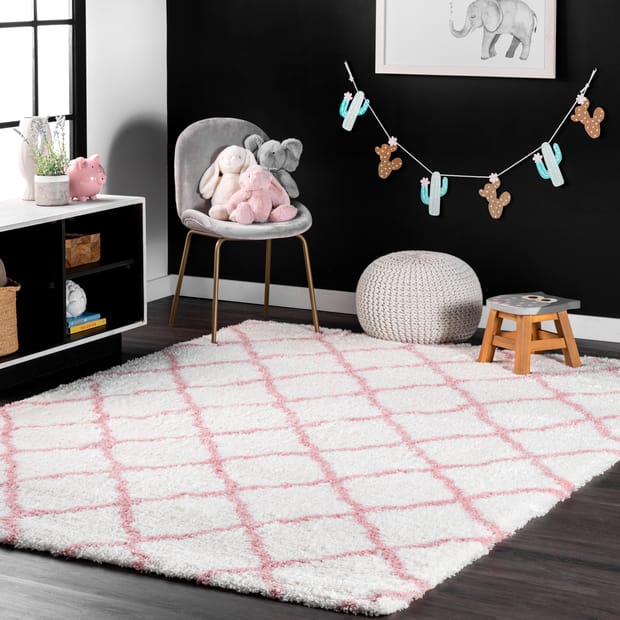 Cloudy Diamond Baby Pink Rug, Area Rugs For Girls Room