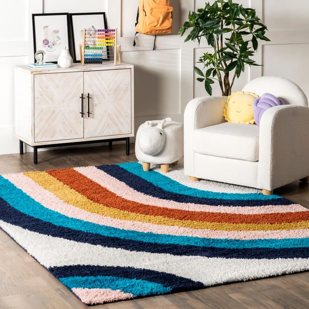 Bermuda Lala Shag Rainbow Blue Rug