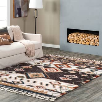 4' Moroccan Diamond Shag With Tassels Rug secondary image