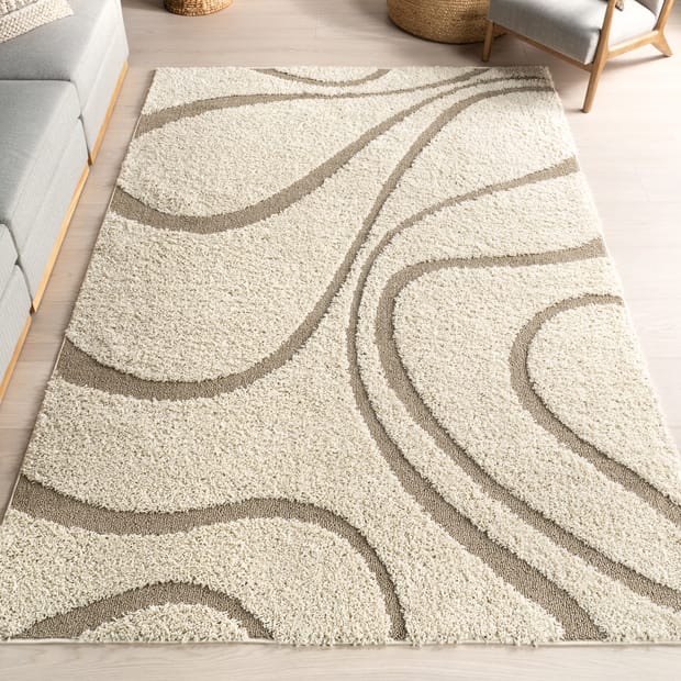 Venice Shaggy Curves Cream Rug