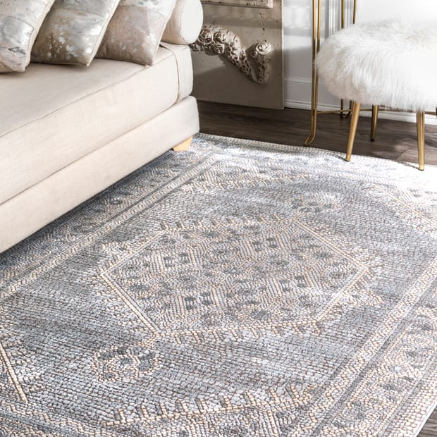 Mozike Roman Mosaic Medallion Light Gray Rug Mozike Roman Mosaic Medallion Light, Light Gray Area Rug 9×12