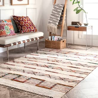 Striated Geometric With Tassels Rug secondary image