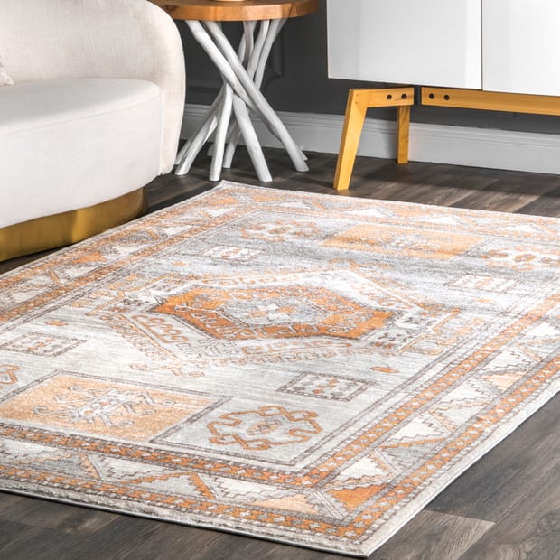 Factoria Faded Geometric Orange Rug