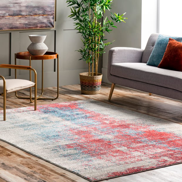 Bosphorus Abstract Contemporary Rust Rug, Contemporary Area Rug For Living Room