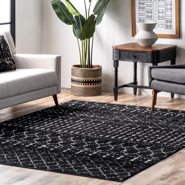 Bosphorus Moroccan Trellis Black And White Rug