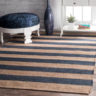Jute And Denim Even Stripes Rug secondary image