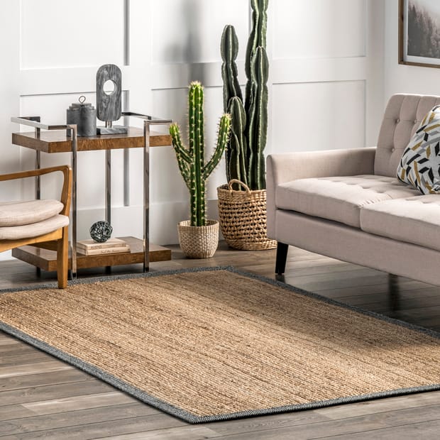 Maui Rosalia Jute Bordered Natural Rug