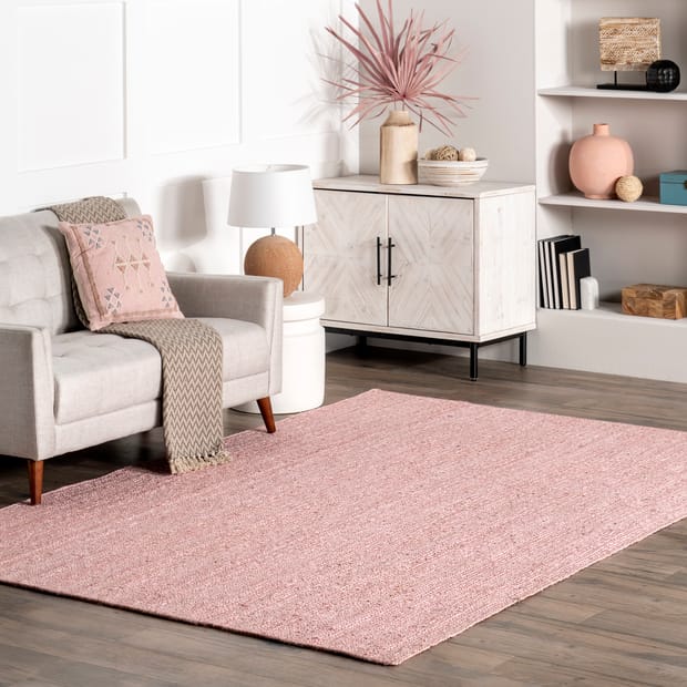 Responsibly Handcrafted Jute Braided Pink Rug