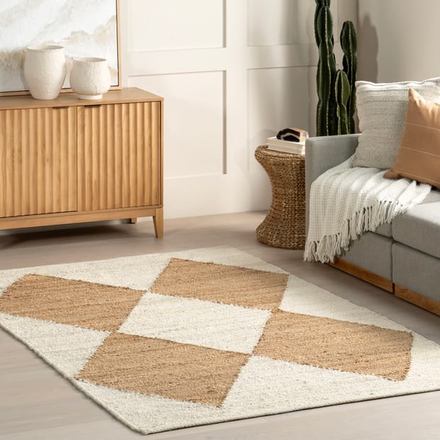 Staccato Jute Harlequin Trellis Ivory Rug
