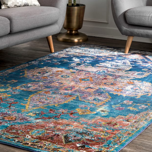 Fl Snowflake Medallion Blue Rug, What Size Is A 5 By 8 Rug