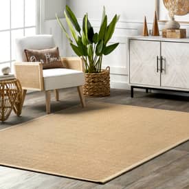 Living Room Rug Anti-Static Kitchen Carpet With Non-Slip Latex Backing with Beige Border 100 x 150 cm Salvador Collection casa pura Natural Sisal Rug